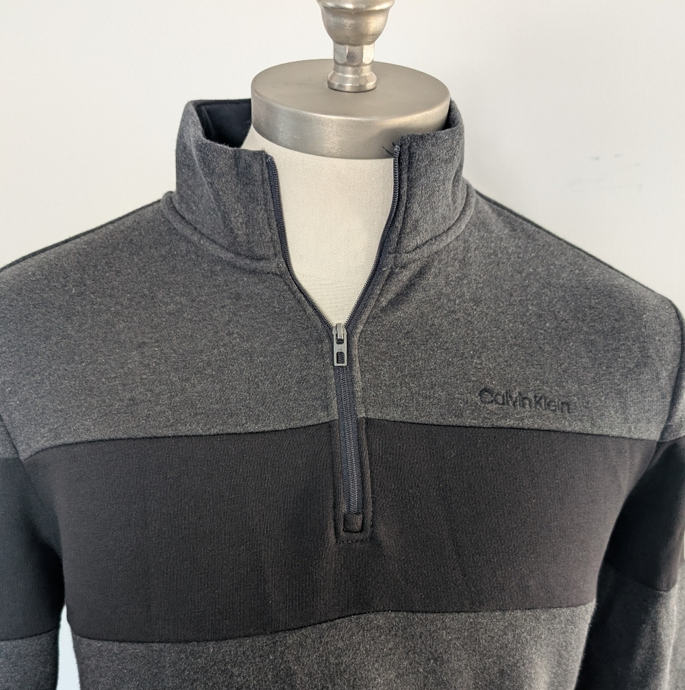 Calvin Klein Charcoal and Black Zip-Up Sweater